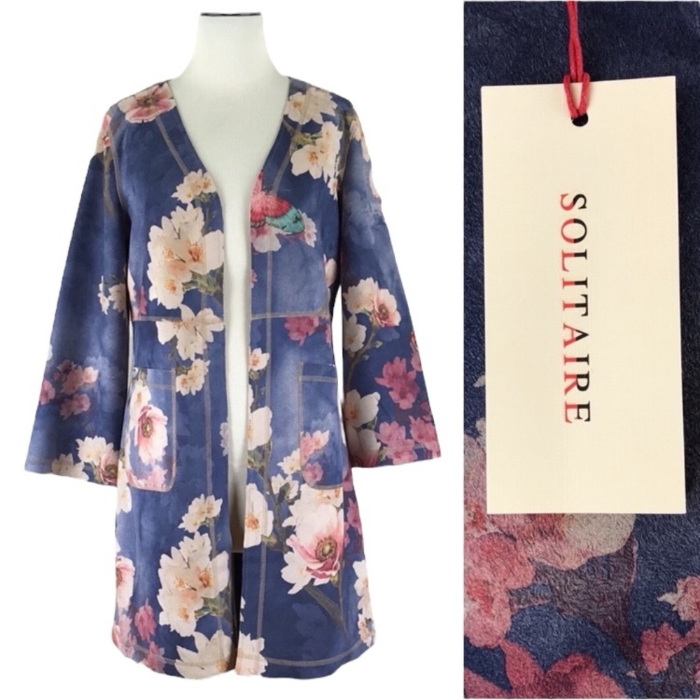 ANTHRPOLOGIE Solitaire Floral Open Front Longline Jacket NWT